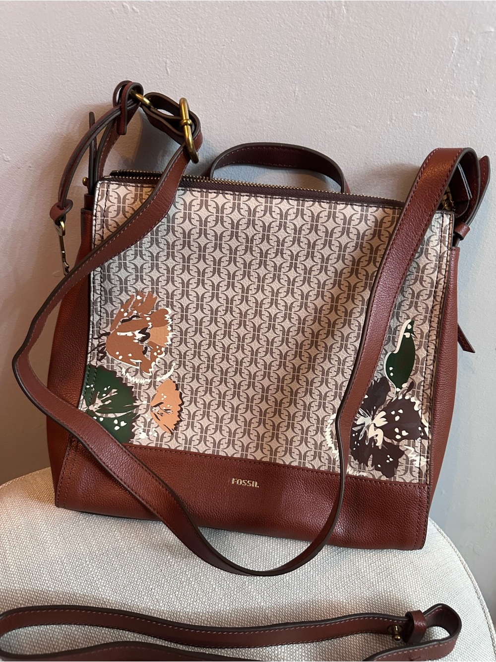 Fossil Elina Crossbody bag / backpack with Floral Accents, never used